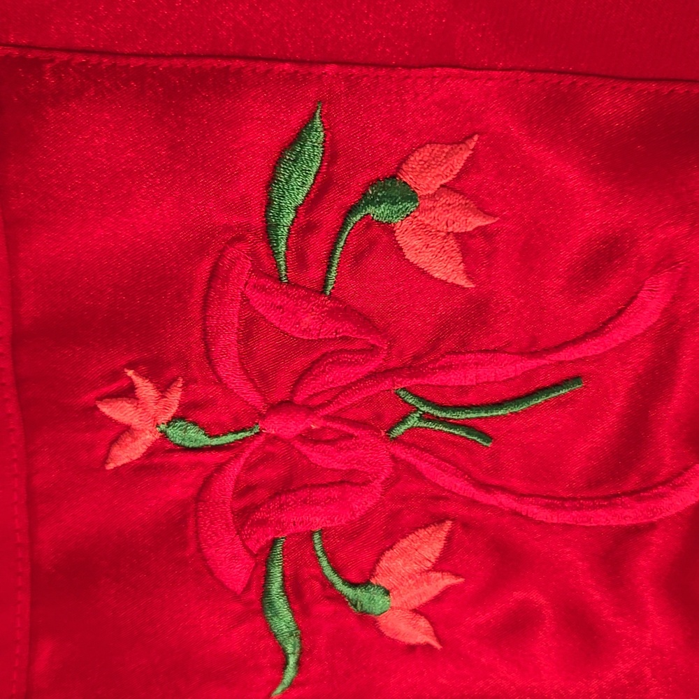 Inhibitions Red front button down dress embroidered design on pocket Size small - Picture 3 of 5
